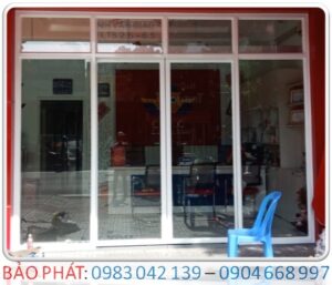 BẢO PHÁT - Lắp đặt cửa nhôm kính lùa 2 cánh tự động trường học TP HCM